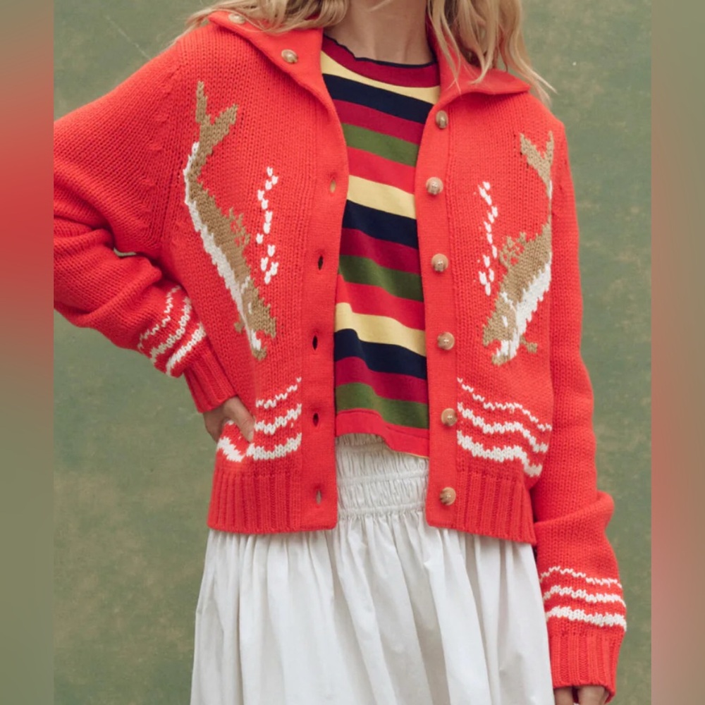 The Bass Cardigan. The Great. Size 1, Small. Hot Red.